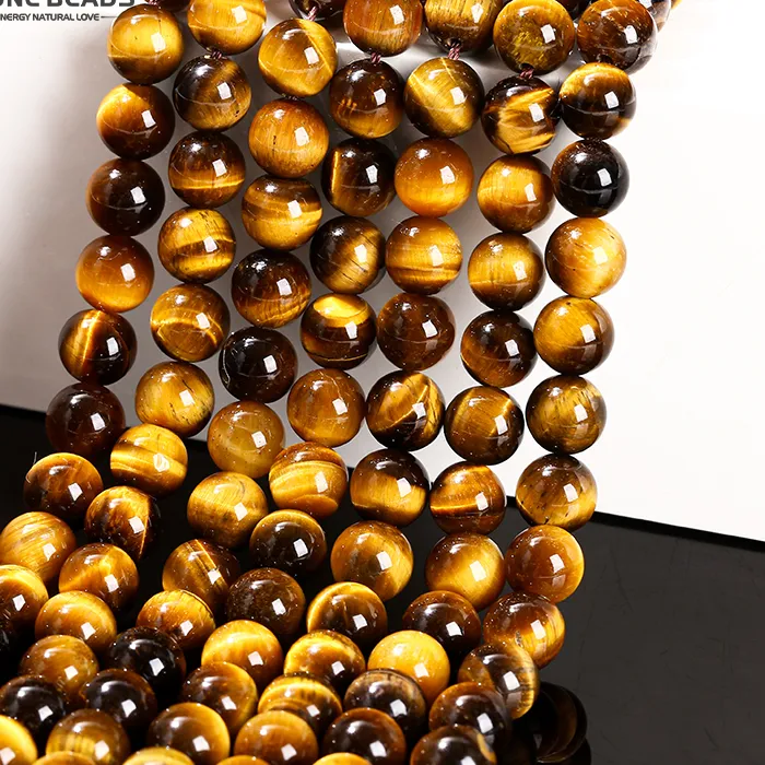 Authentic Solar Power Activation: Natural Yellow Tiger Eye Stone Beads for Abundance & Good Fortune