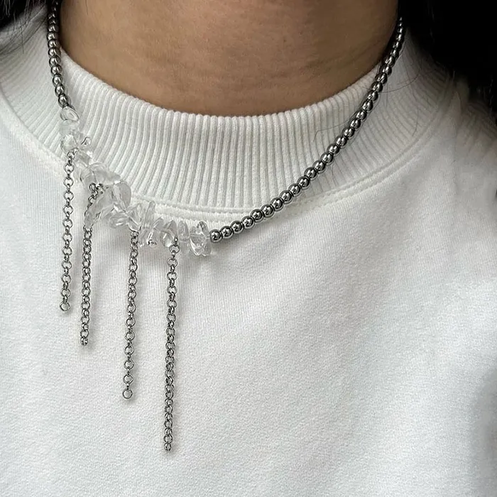 Authentic Tide-Whisperer White Stone Tassel Choker - Lunar Beach Alchemy Amulet