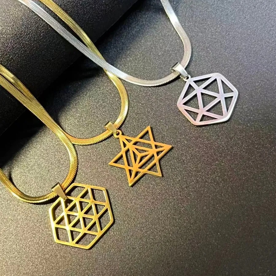 Authentic Yoga Merkaba Star Hexagon Pendant Necklace For Men Street Hip Hop Blade Chain Necklace Charm Jewelry