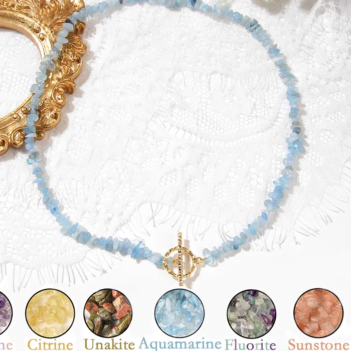 Authentic Healing Bohemian Gem Gravel Natural Semi-precious Stone Necklace Women's Necklace Jewelry Collares Para Mujer Female