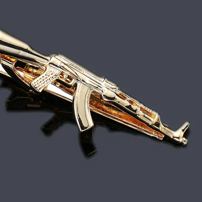 Authentic High quality metal tie clip jewelry AK47 rifle tie clip pin men's wedding party clothing tie badge