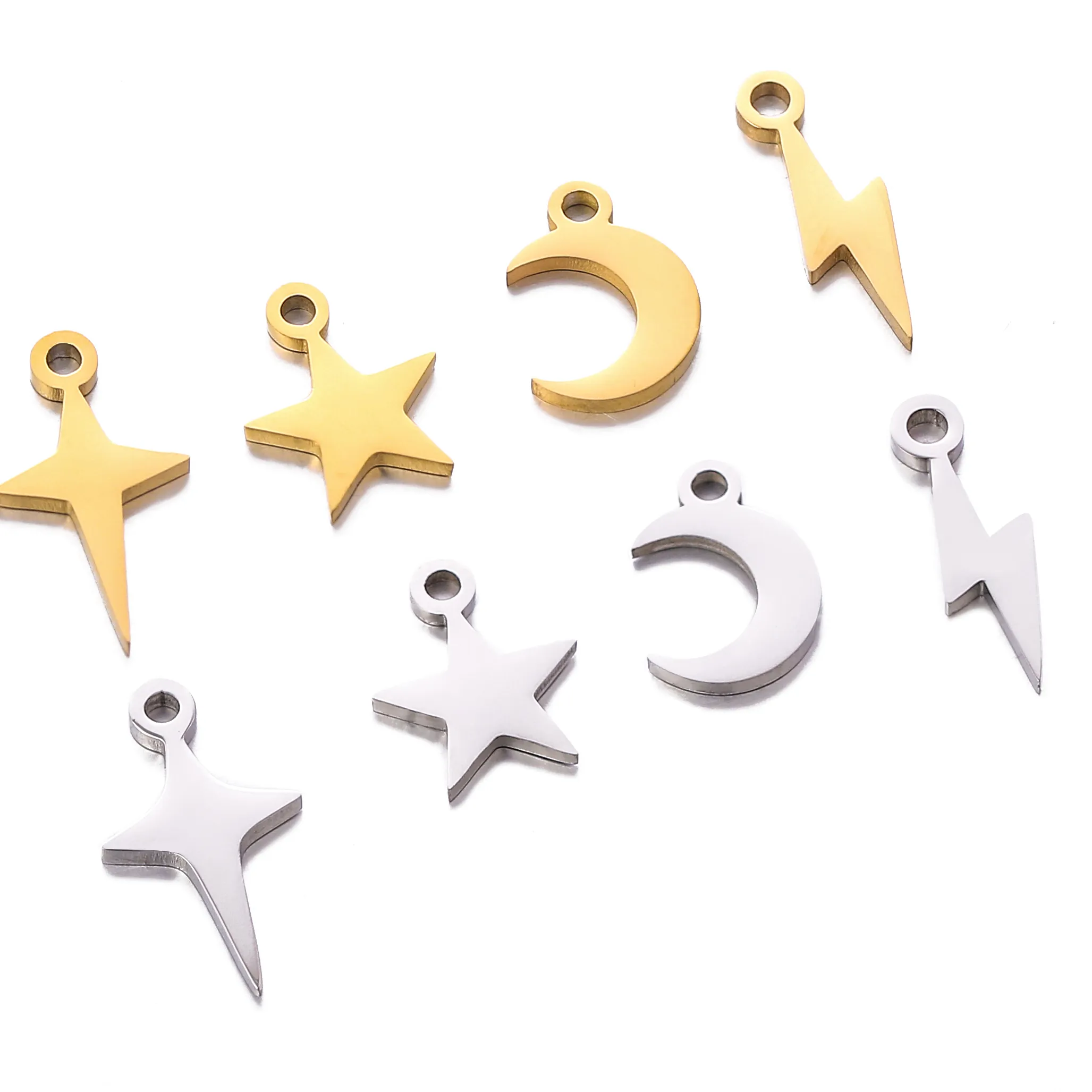Authentic 5Pcs Star Moon Shooting Stars Lightning Small Charms Diy Necklace Bracelet Earrings Jewelry Making Supplies