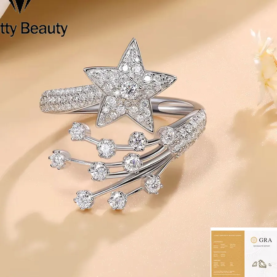 Authentic Celestial Comet Moissanite Ring of Cosmic Fortune