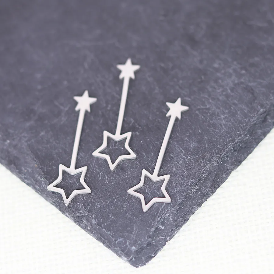 Authentic 3pcs Shooting Star Charms Stainless Steel Hollow Star Pendant for DIY Jewelry Making Earrings Necklace Craft Tassels Accessories