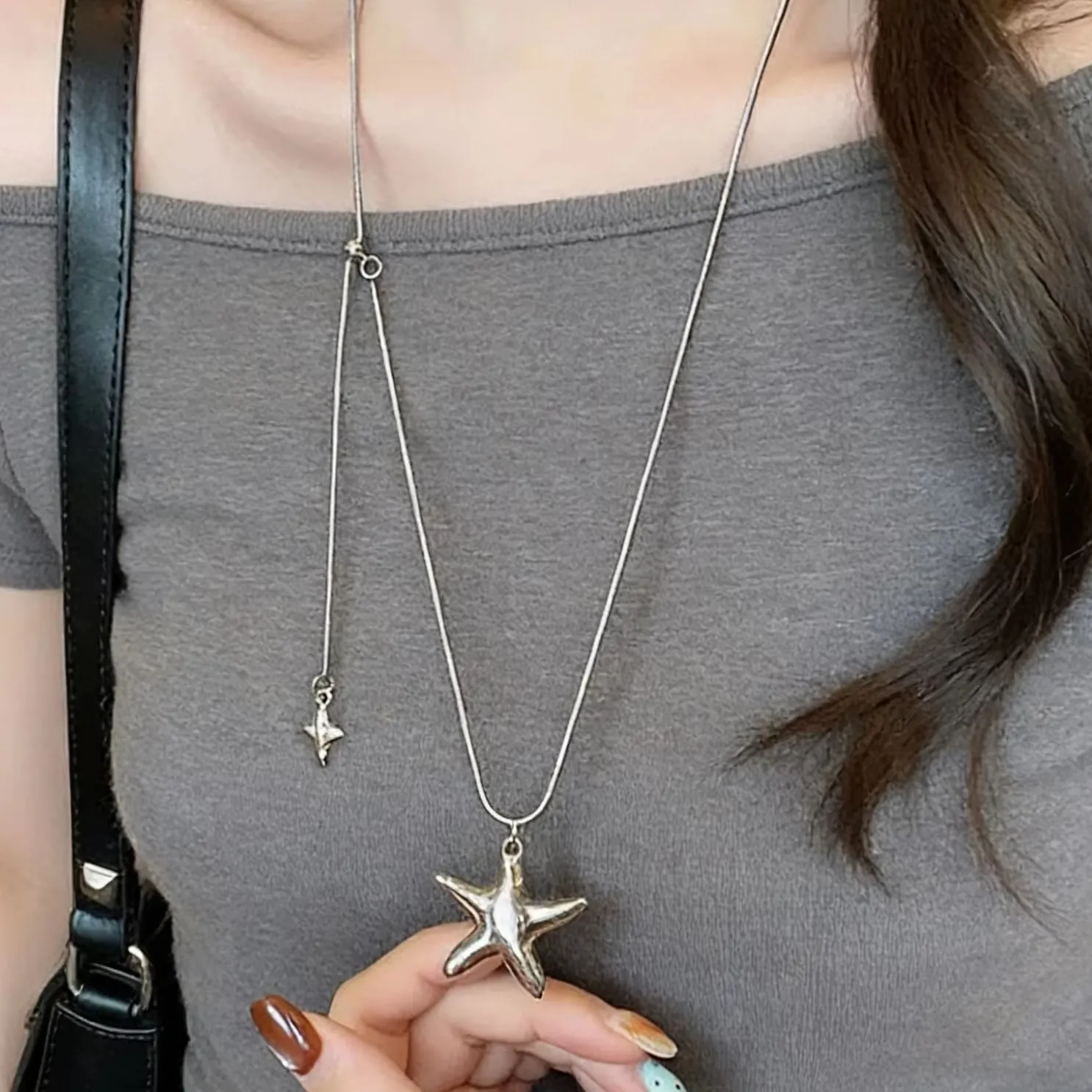 Authentic Star Tassel Mixed Set Necklace Travel Shooting Commute Party Gathering Low-key Cool Multi-stack Gift Styling Women Jewelry