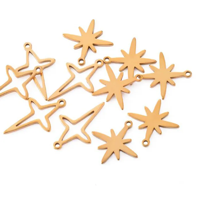 Authentic 6pcs Star Charm Shooting Stars Pendant Fit Bracelet Necklace DIY Handmade Jewelry Making Finding Supplies