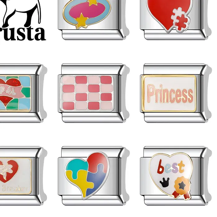 Authentic Trusta Heart Shooting Star Puzzle Italian Charms Fit 9mm Bracelets Jewelry Accessories DIY Jewelry N613