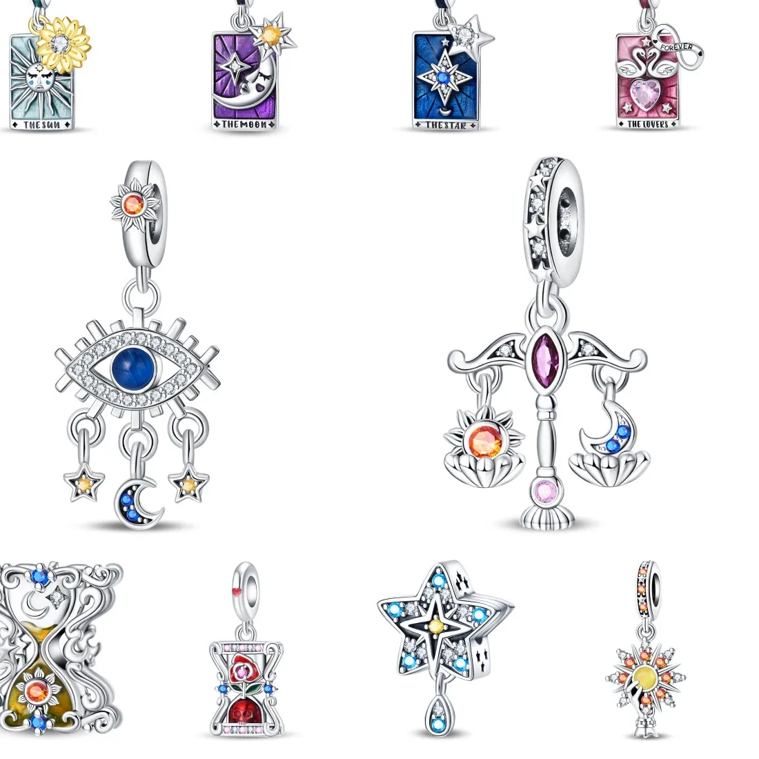 Authentic Silver-Plated Shooting Star Charm Bead, Blue & Clear Crystals, Fits Bracelet, Ideal Wish & Astrology Jewelry
