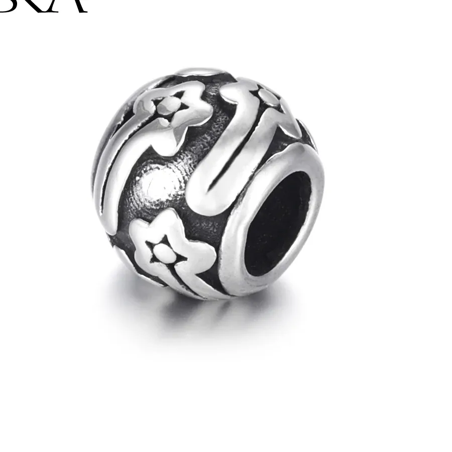 Authentic Stainless Steel Beads Shooting Star Patterned 5mm Hole Metal European Bead Bracelet Making Supplies Handmade DIY Jewelry Beads