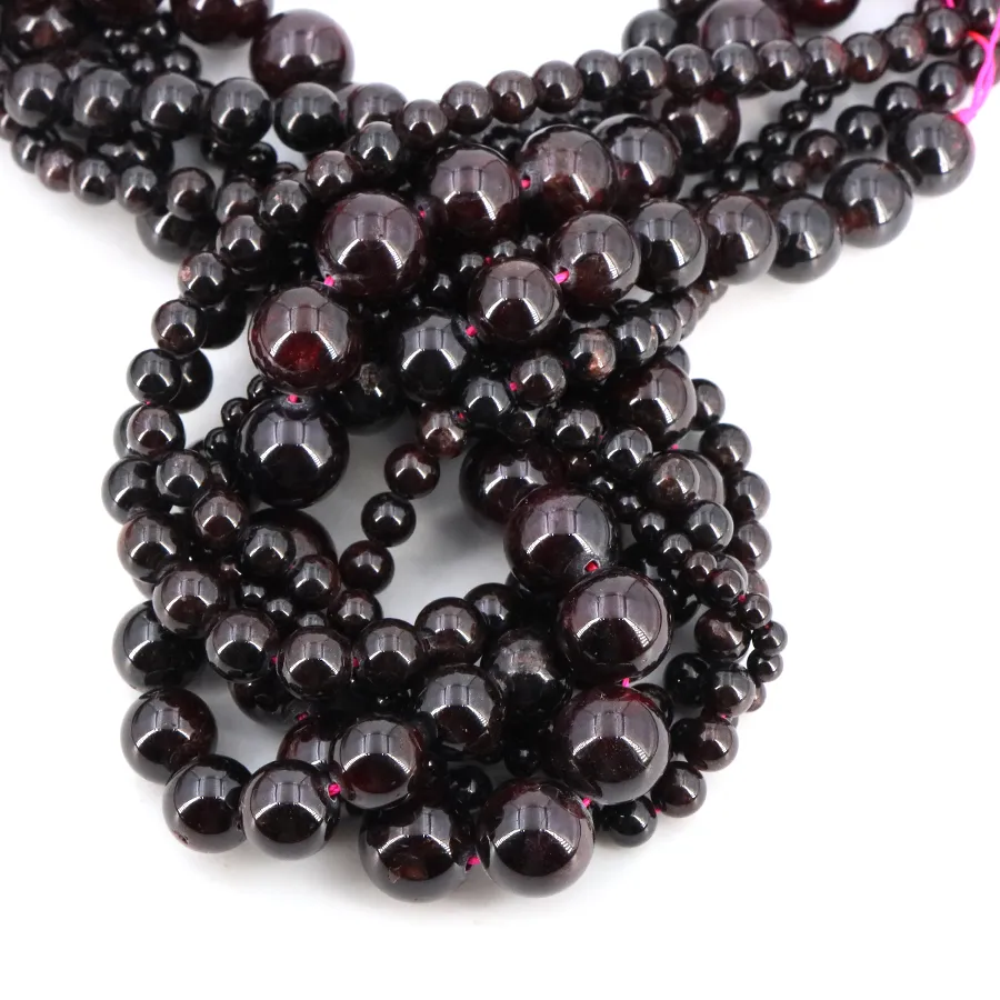 Authentic Genuine Natural Stone Dark Red Garnet Bead Round Loose Spacer Gem 4 6 8 10mm For Jewelry Making Diy Necklace Bracelet Accessory