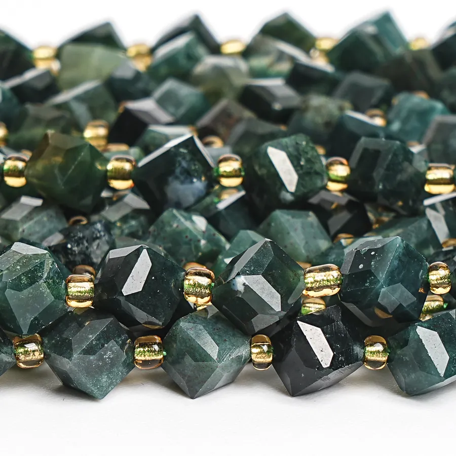 Authentic Natural Stone Moss Agates Beads Round Gemstone Beads 7-8MM For Jewelry Making Diy Bracelt Necklace Accessory Findings