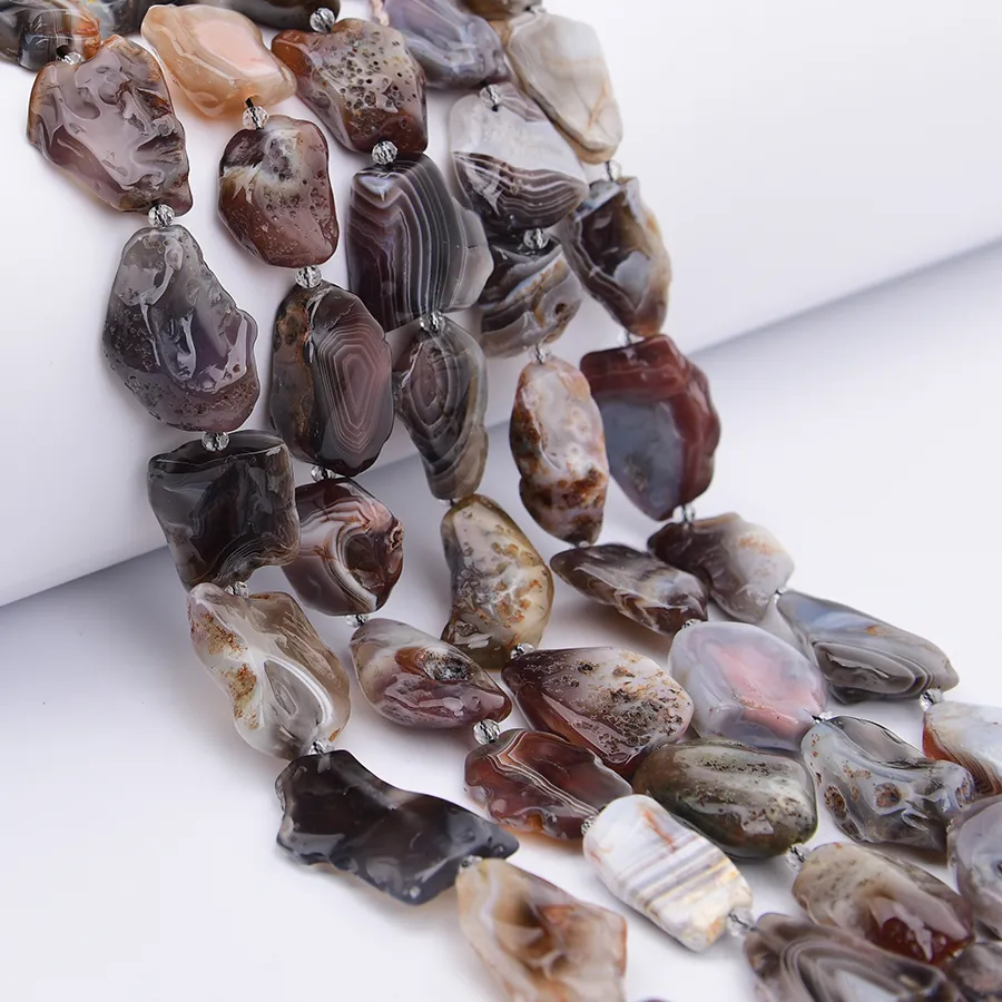 Authentic APDGG Natural Mix Brown Botswana Lace Agates Rough Freefrom Nugget Loose Pendant Beads 15.5" Strands Jewelry Making DIY