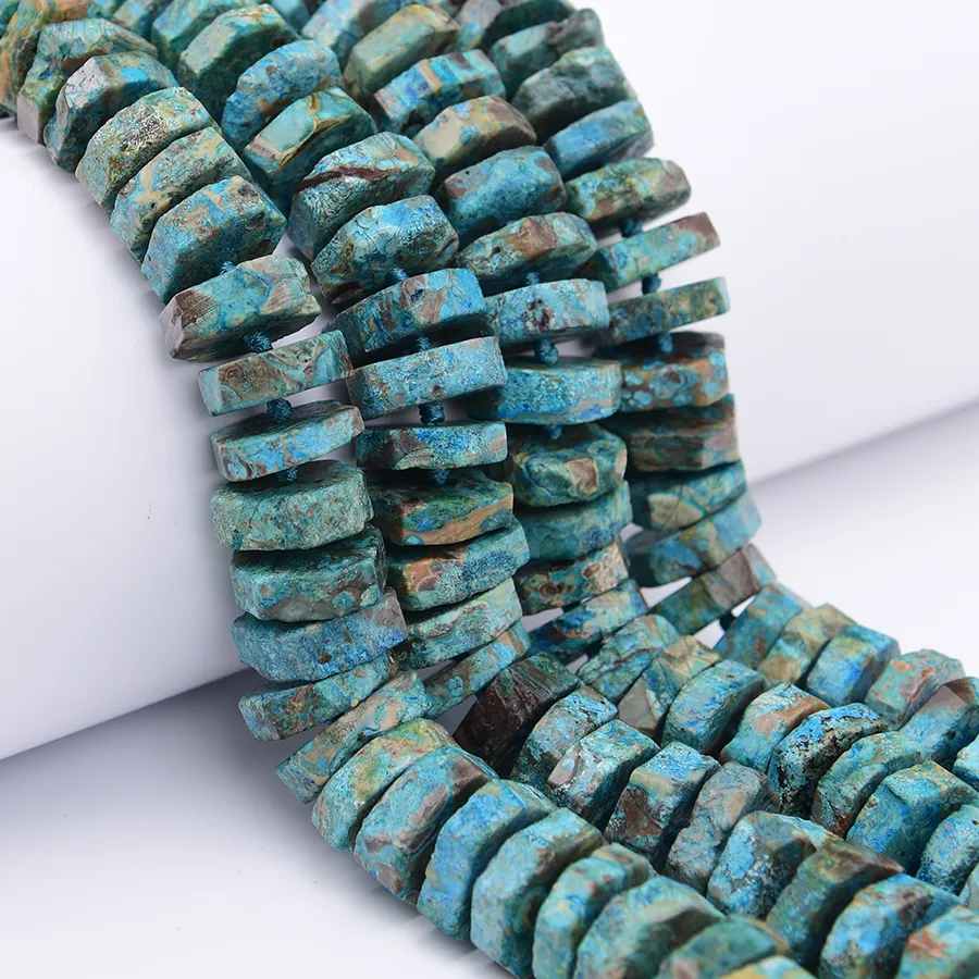 Authentic APDGG Large 20mm Natural Mix Blue Jasper Agates Cutting Wheel Shape Loose Space Beads 17.5'' Strand Jewelry DIY
