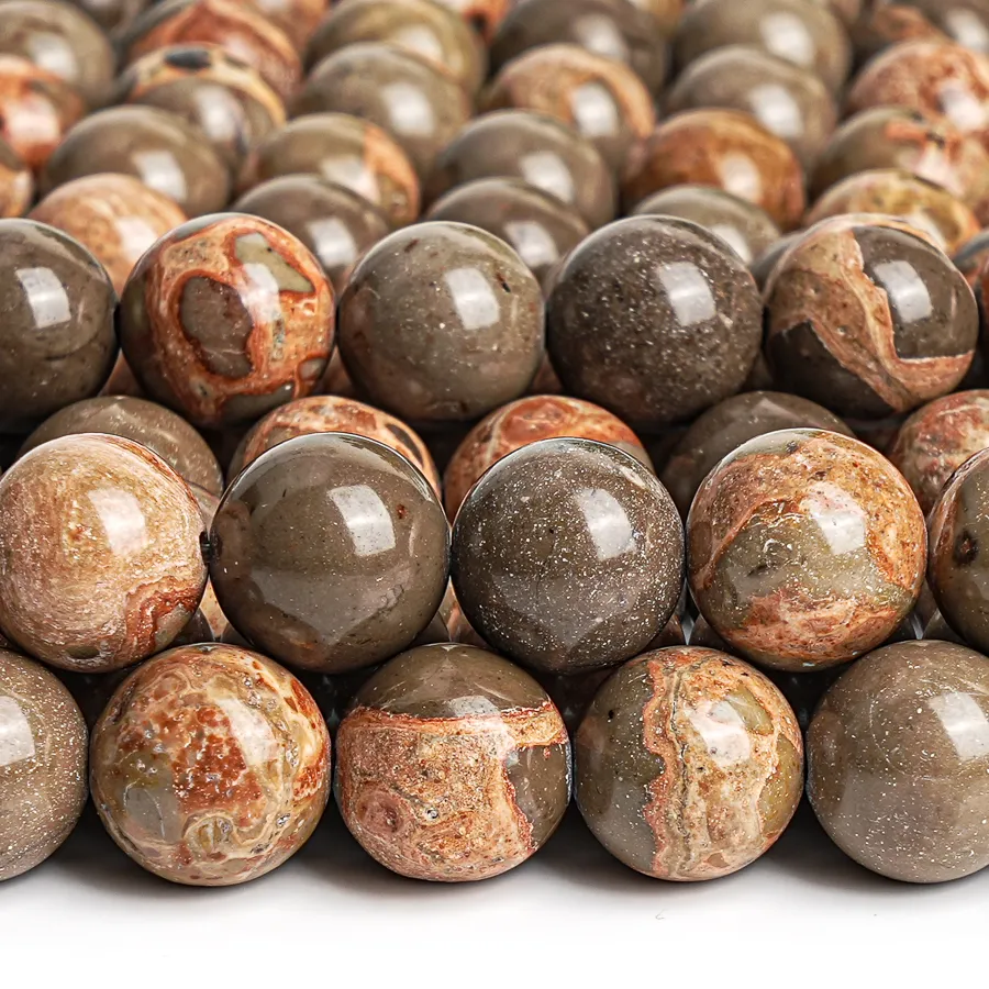 Authentic 8/10mm Natural Stone Beads African Brown Rhyolite Beads Strands Round Loose Spacer Beaded For Jewelry Making DIY Bracelet