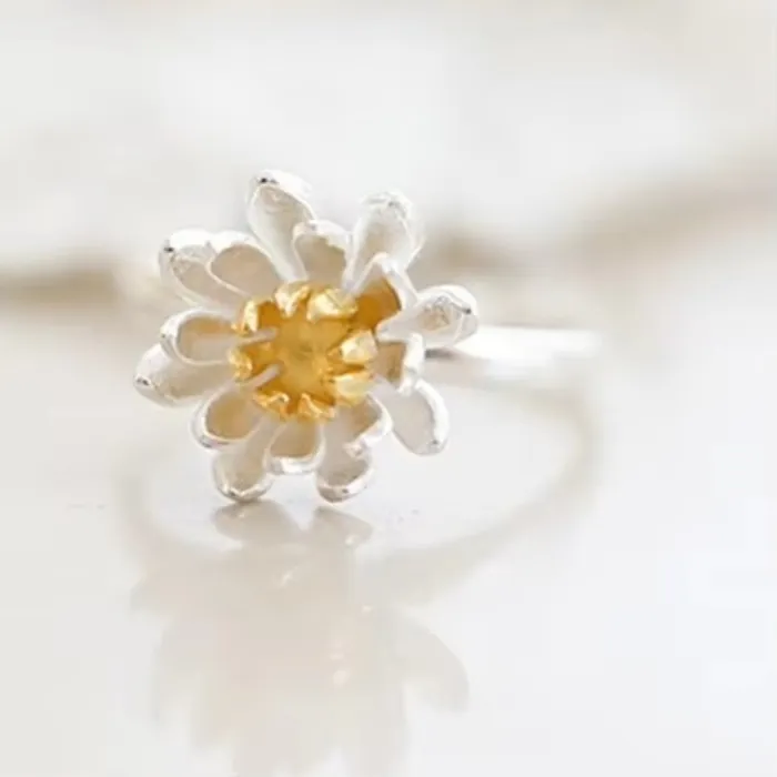 Authentic 925 Sterling Silver Lotus Open Rings For Women Hypoallergenic Girl Sterling-silver-jewelry