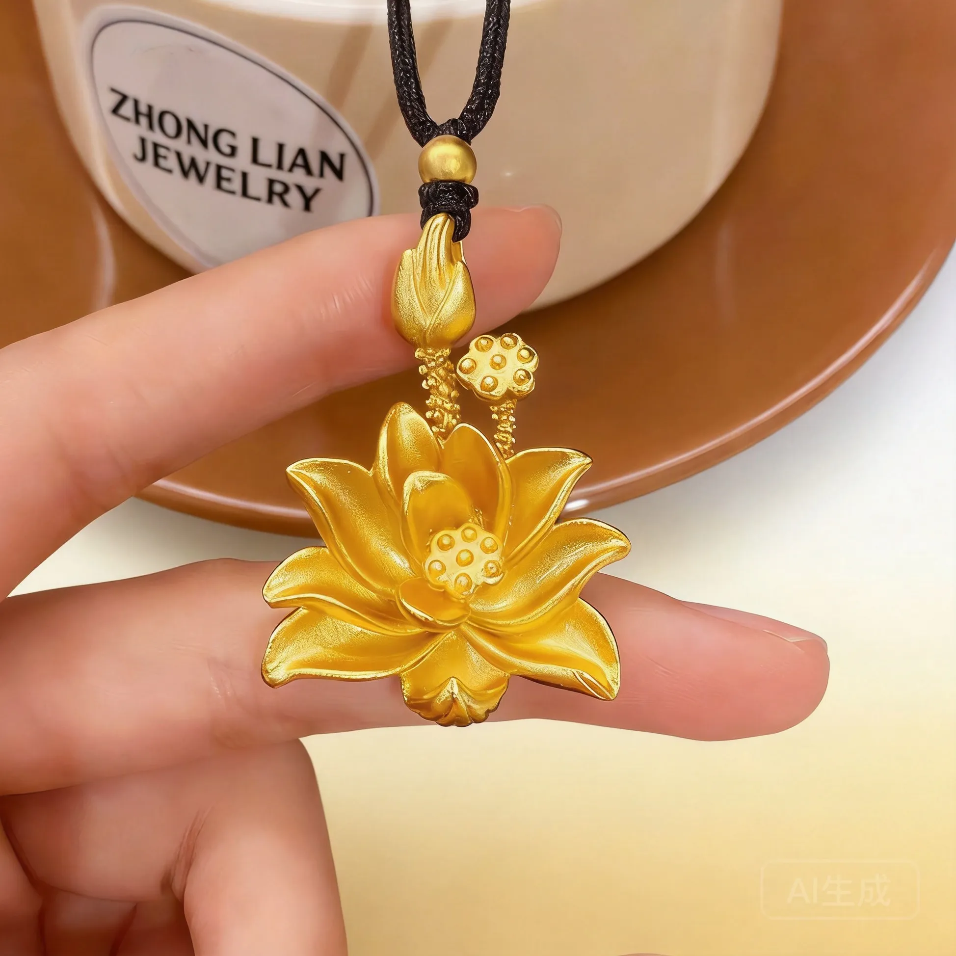 Authentic Celestial Lotus Seed Pendant Gold Plated Guardian Of Light