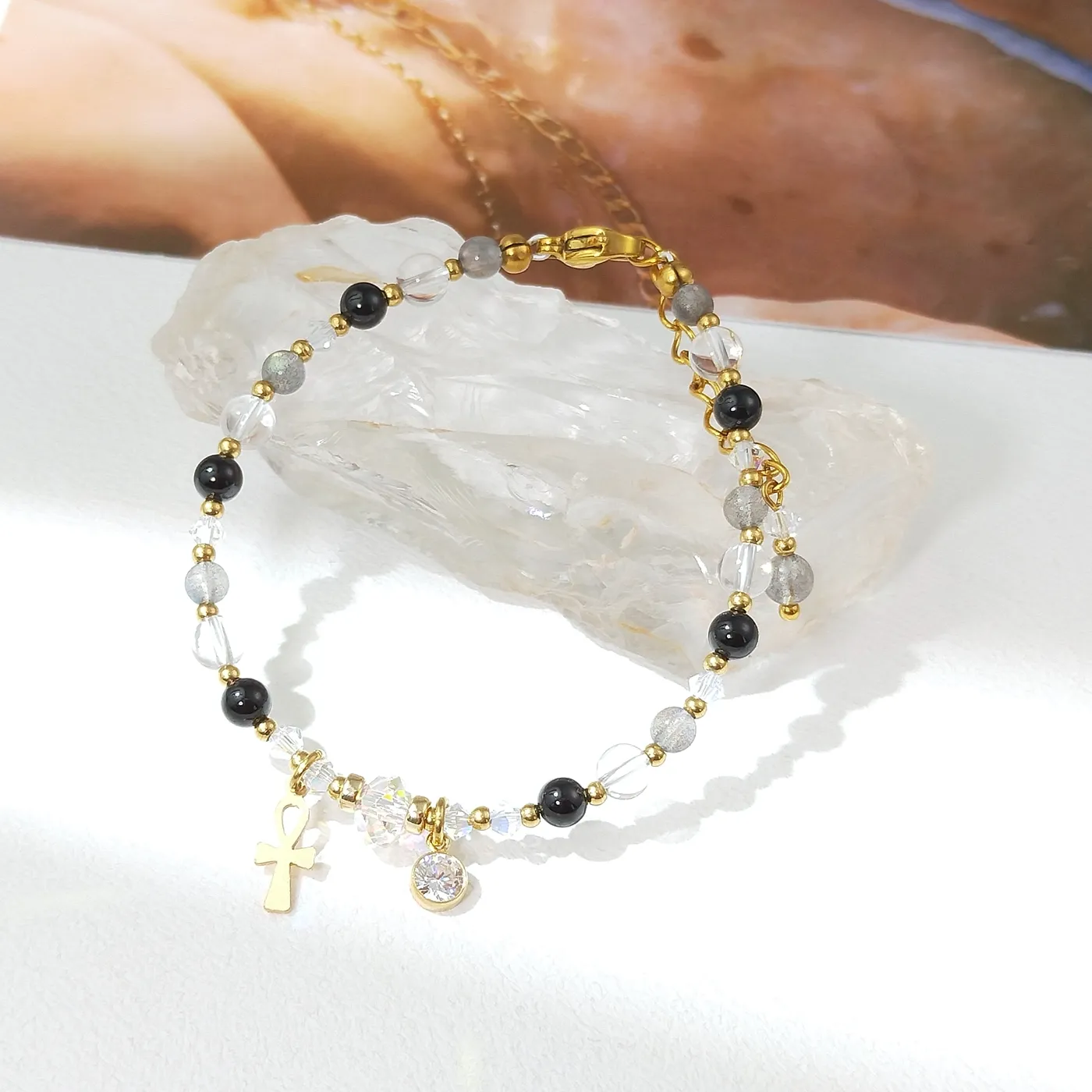 Authentic Shield of Protection: Mystic Black Tourmaline & Labradorite Bracelet