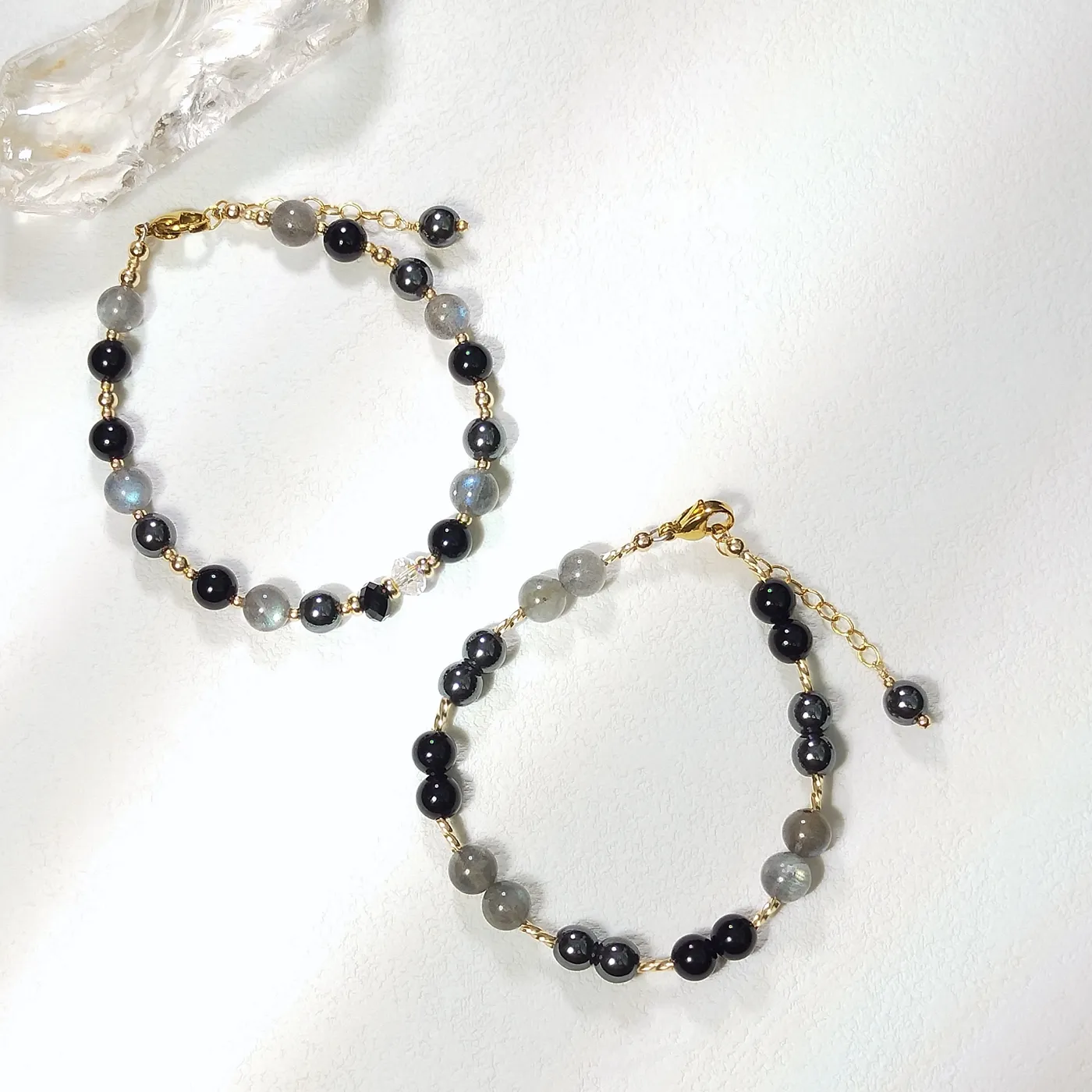Authentic Guardian of Fate - Black Agate, Labradorite, and Hematite in 14K Gold Filled Splendor