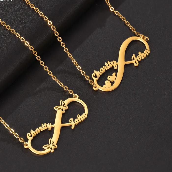 Authentic 20 Styles Custom Infinity Names Necklaces Heart Butterfly Customized Jewelry Personalized Pendant For Women
