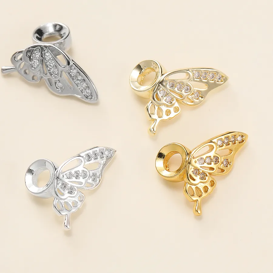 Authentic Metamorphosis of Light - 14K/18K Gold Plated Zircon Butterfly Wings Alchemical Spacer Bead