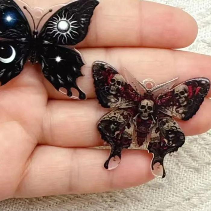 Authentic Lunar Butterfly & Skull Shadow-Veil Amulet - Gothic Transformation Talisman