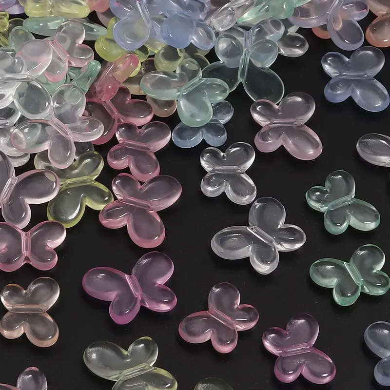Authentic 100pcs Transparent Butterfly Acrylic Beads Mixed Color Loose Beads For Jewelry Making DIY Necklace Bracelet Earrings Accessories