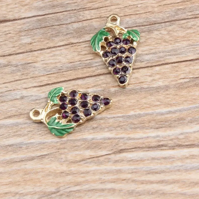 Authentic 10pcs Purple Grape Charm Necklace Fruit Shape Pendants Jewelry Crafts
