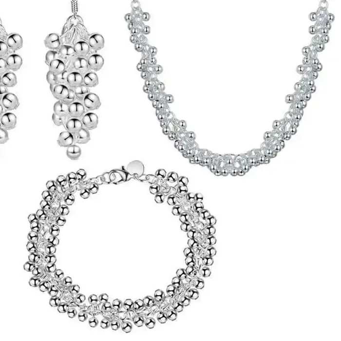 Authentic Lunar Abundance Grape Cluster Set – 925 Silver Fertility Talisman Necklace, Earrings & Bracelet
