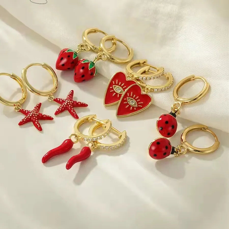 Authentic The Crimson Orchard Talisman Heart And Harvest Gold- Plated Hoops