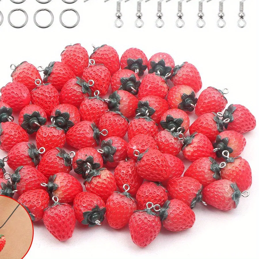 Authentic 12/27/54pcs Red Resin Strawberry Charm Combine,DIY Necklace,Earrings,Wedding Season&Thanksgiving Decoration Accessories