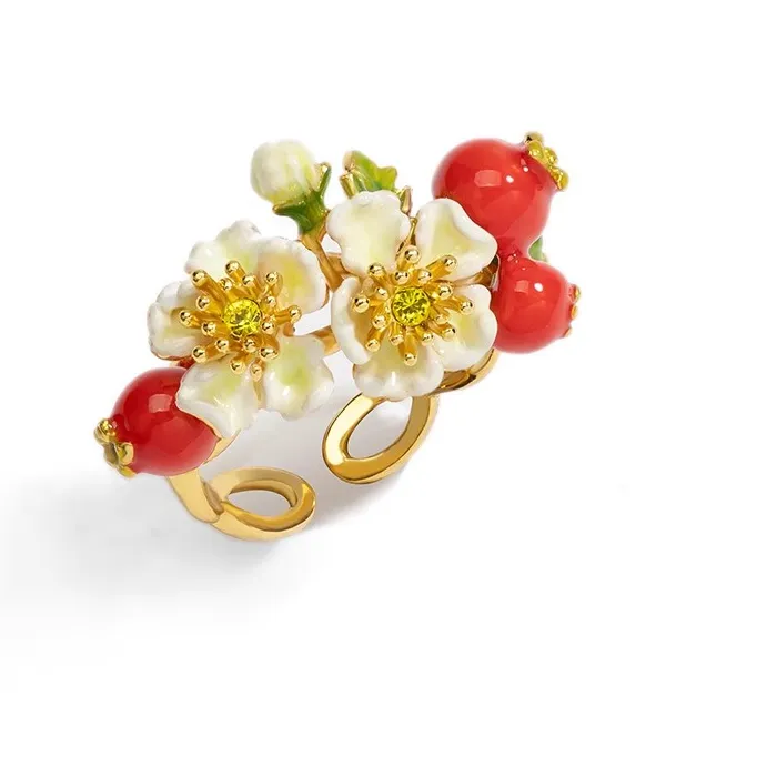 Authentic Hawthorn Bloom Ring- Artisan Gold- Plated Talisman Of Blooming Vitality