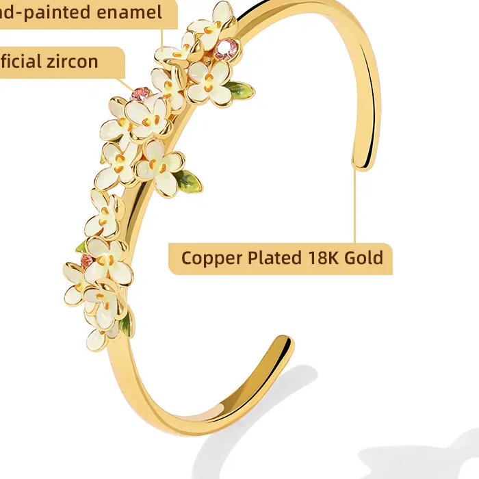 Authentic Celestial Orchard Harvest Bangle In 18K Gold And Enamel