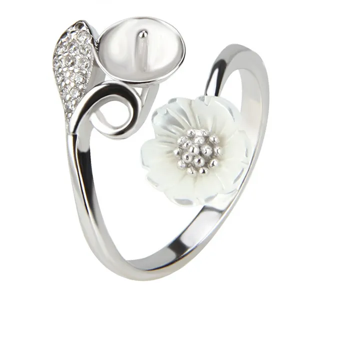 Authentic CLUCI Real Silver 925 Pure Flower Ring for Women Wedding Engagement Sterling Silver Adjustable Zircon Ring Jewelry SR2048SB