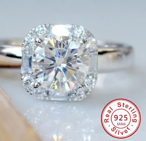 Authentic Big 5A CZ Zircon Stone 925 Sterling Silver Color Wedding Engagement Rings For Women Best Jewelry