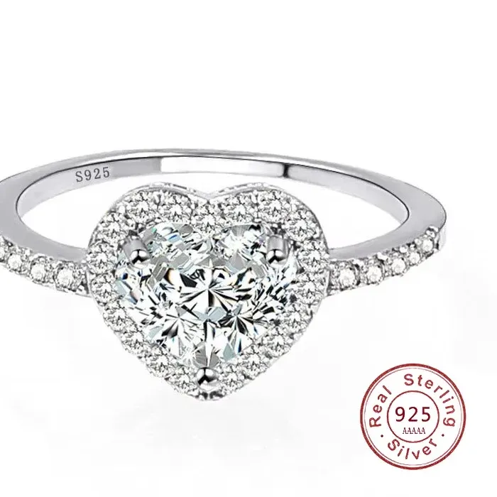 Authentic Heart of the Cosmos: 925 Sterling Silver & Cubic Zirconia Promise Ring
