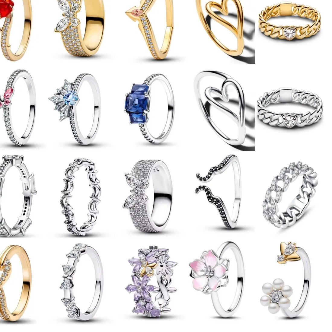 Authentic 2026 Hot Selling 925 Sterling Silver Heart-Shaped Butterfly Flower Ring, Exquisite and Charming Jewelry Gift for European Women