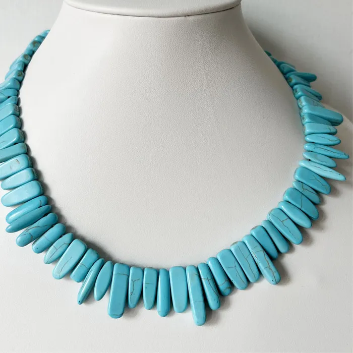 Authentic Irregular Turquoise Stone Nugget Necklace Clavicle Chain Jewelry Classic Beaded Chain Strand Energy Chic Summer