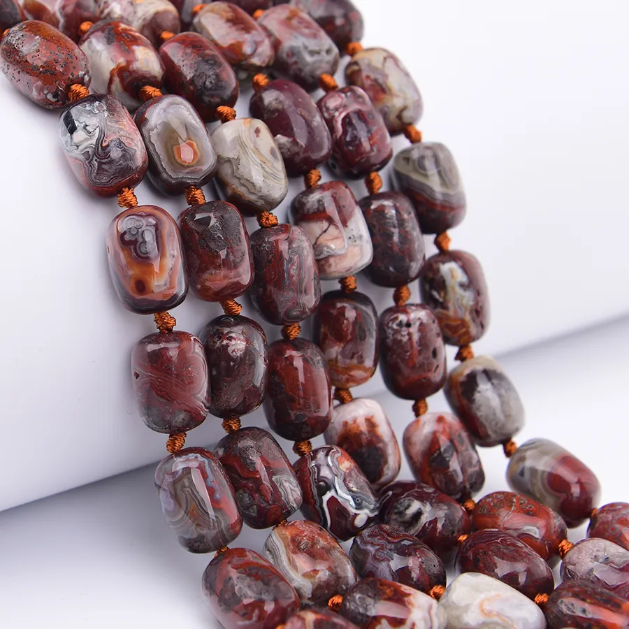 Authentic Vibrant Mexican Crazy Lace Agate Drum Nugget Strand