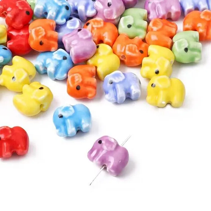 Authentic Sacred Elephant Wisdom Totem - Tenfold Prosperity and Protective Ceramic Beads