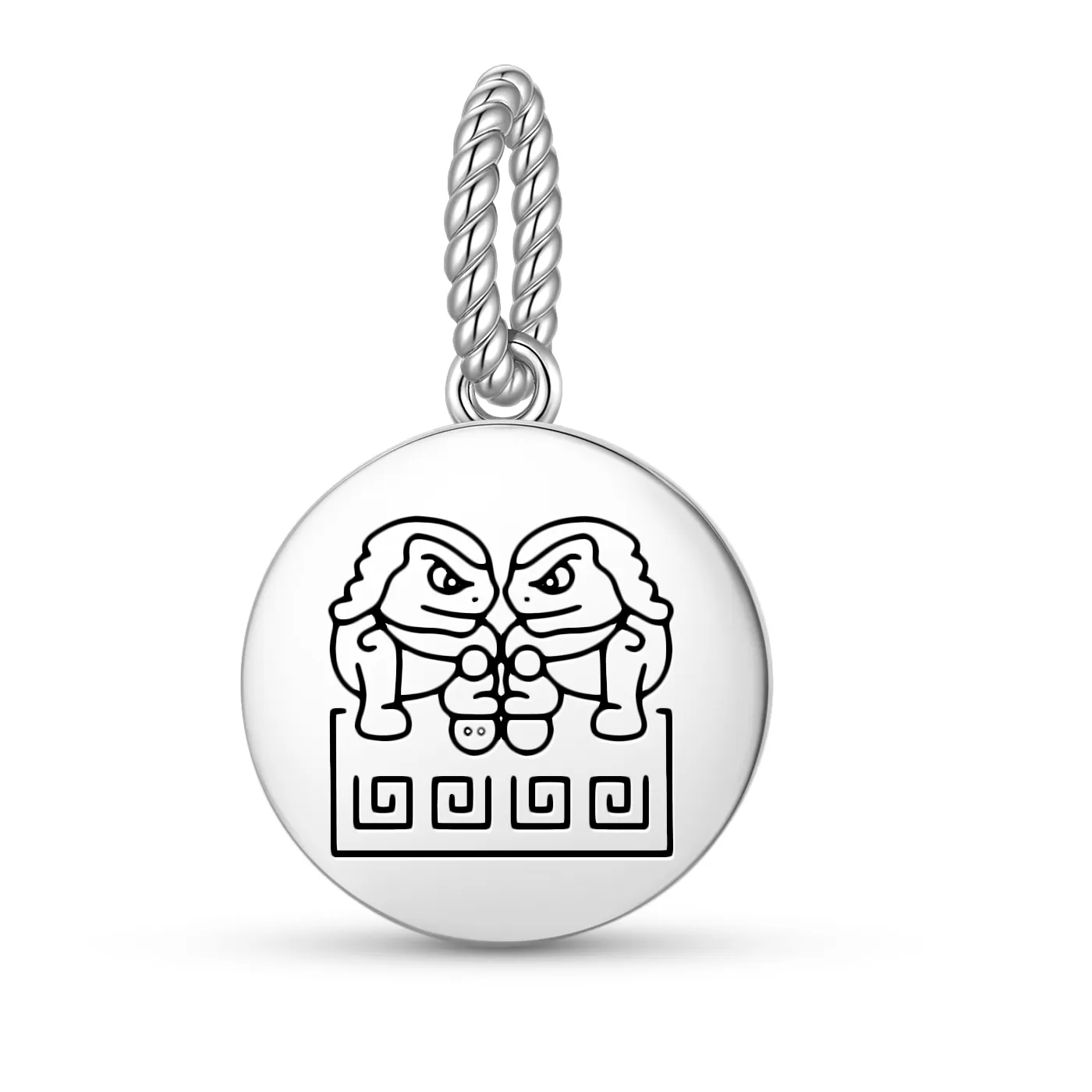 Authentic Feng shui Fu Dogs Pendant 925 Sterling Silver Symbol Charm Bead for Women Bracelet Necklace Jewelry