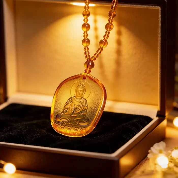 Authentic Spiritual Necklace​ - Green Tara, Manjushri, Amitabha Pendants on Long Chain, Buddhist Inspired Jewelry, Thoughtful