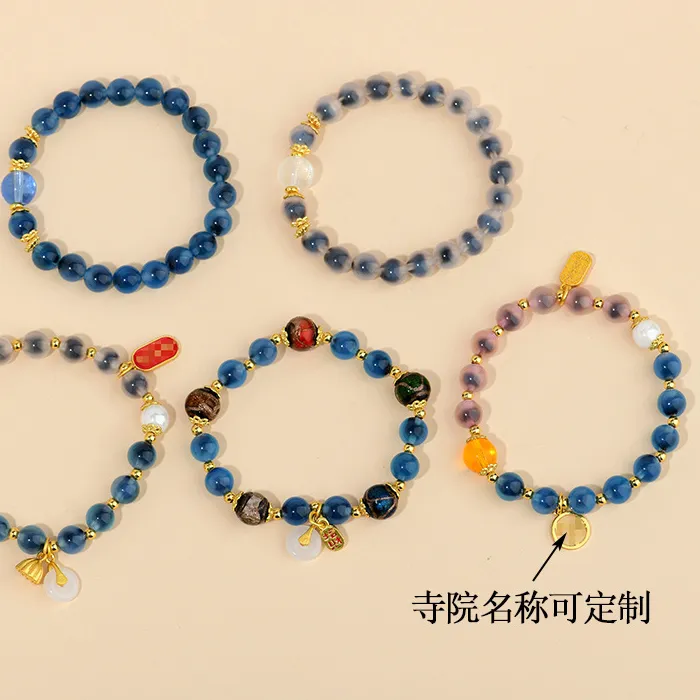 Authentic Original Candy Heart Agate Glass Bead Bracelet Tara Lotus Seed Pod BFF Jewelry Holiday