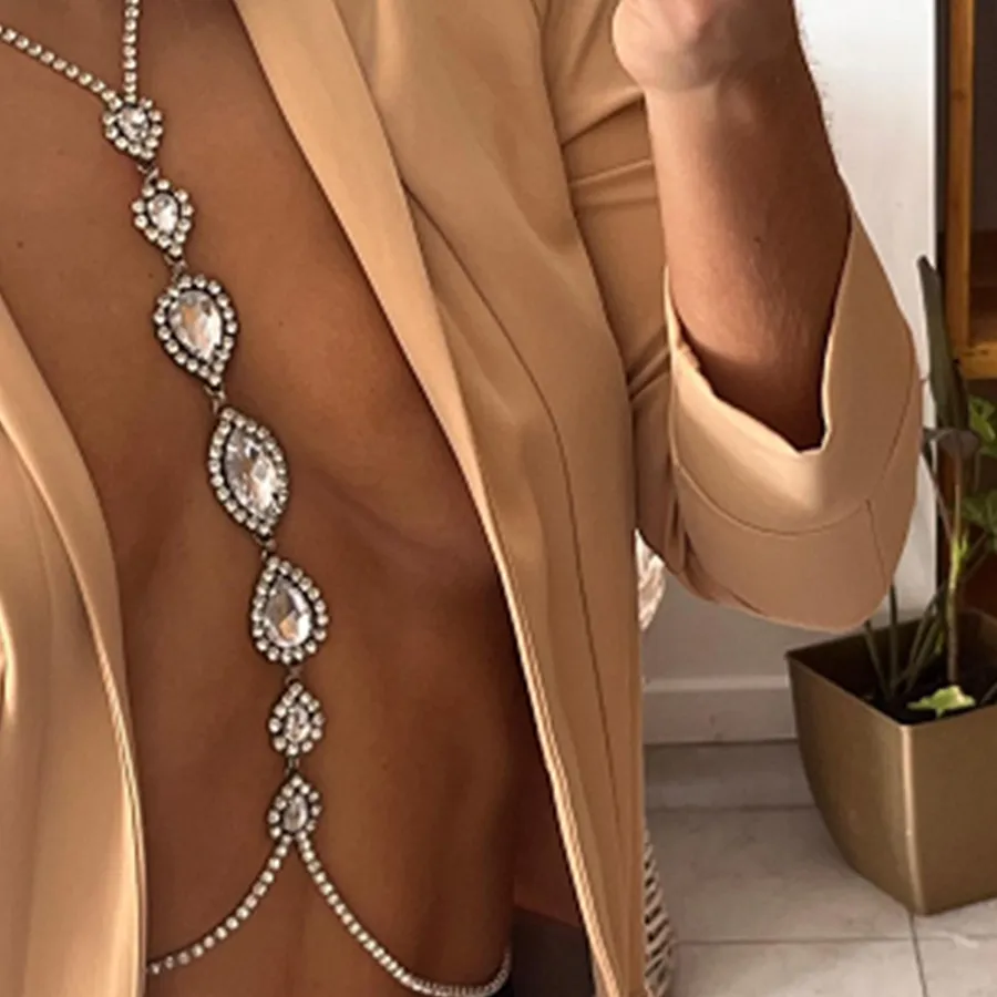 Authentic Sexy Water Drop Necklace Chest Chain Rhinestone Body Chain Waist Chain Jewelry Accessories