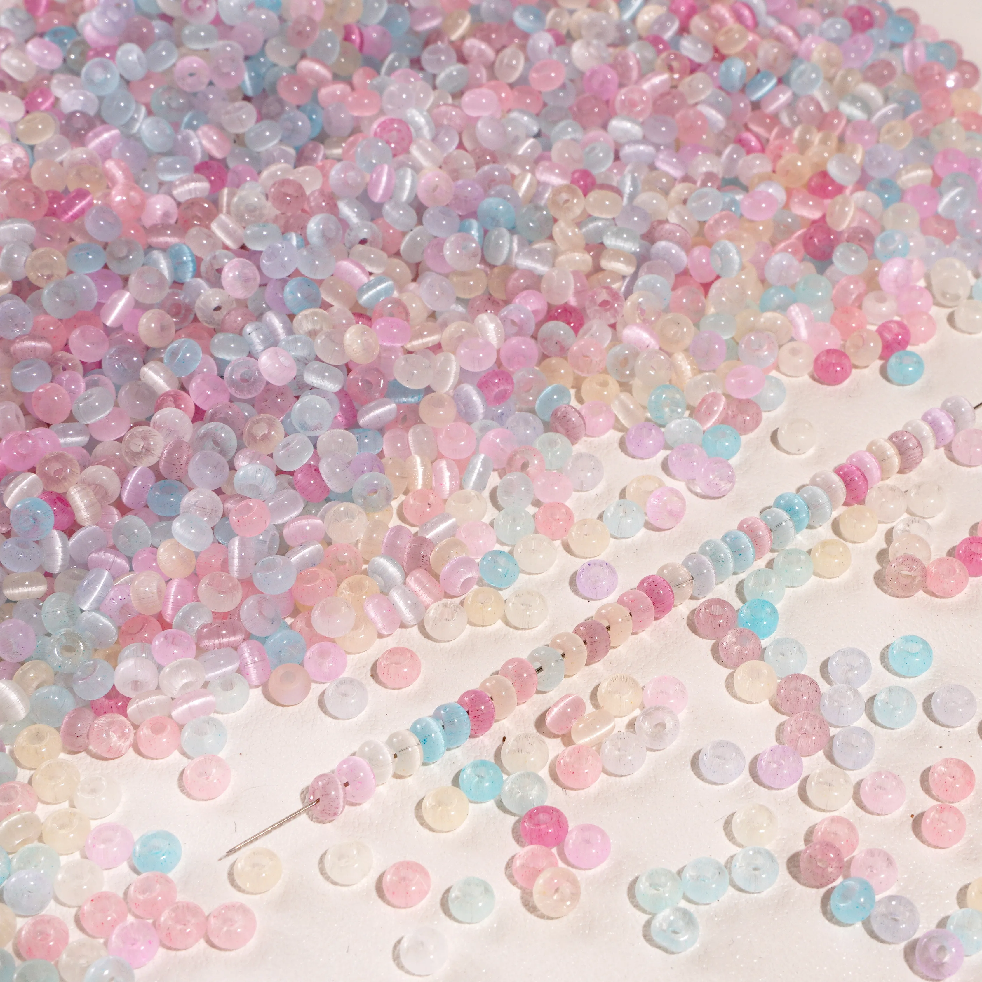 Authentic 90-180Pcs Colorful Glass Rice Beads Cat Eye Beads Loose Spacer Beads for Handmad DIY Jewelry Making Bracelet Necklace Accessorie