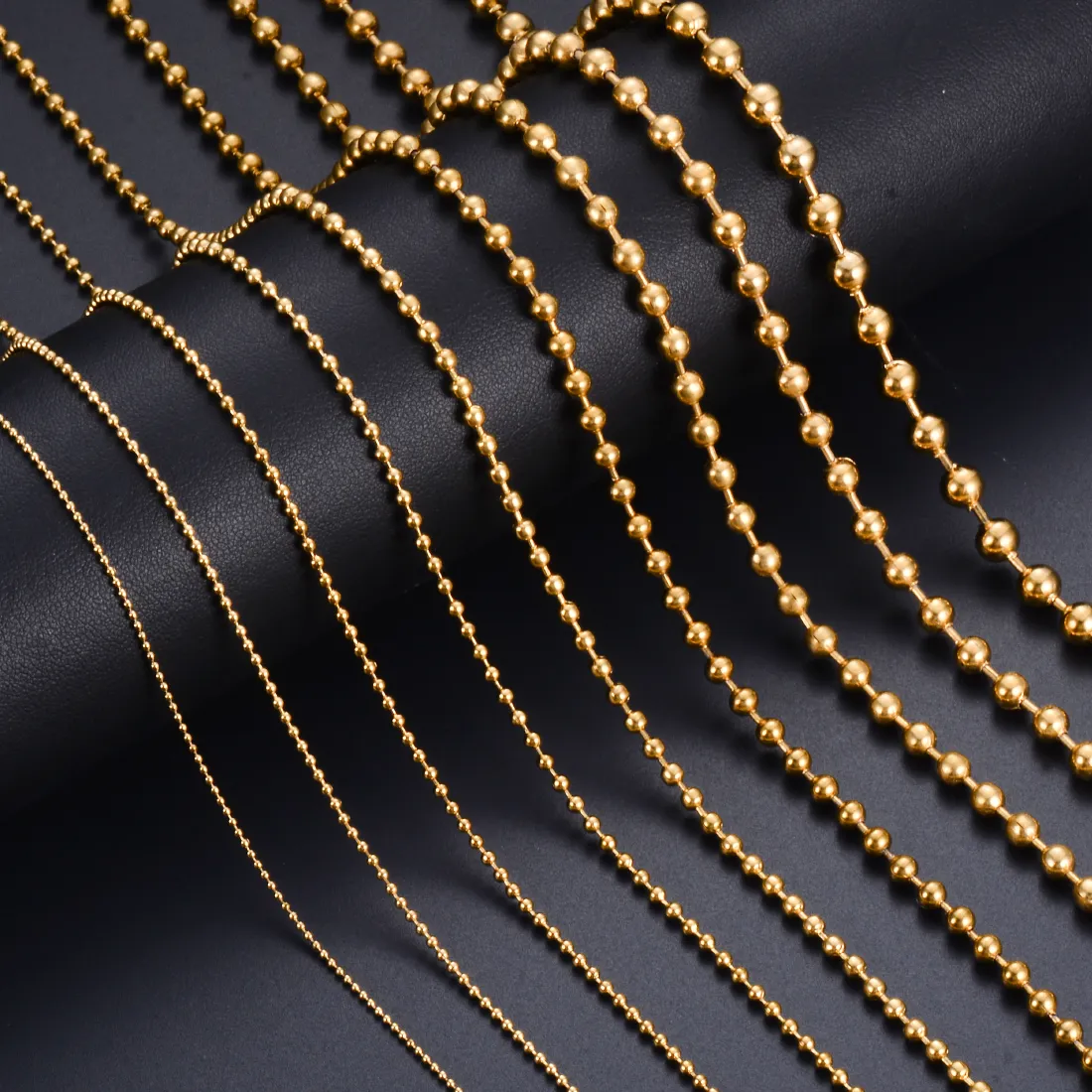 Authentic Eternal Glow: 18K Gold‑Plated Ball Chain (1.2–6 mm) for Pendants & Dog Tags