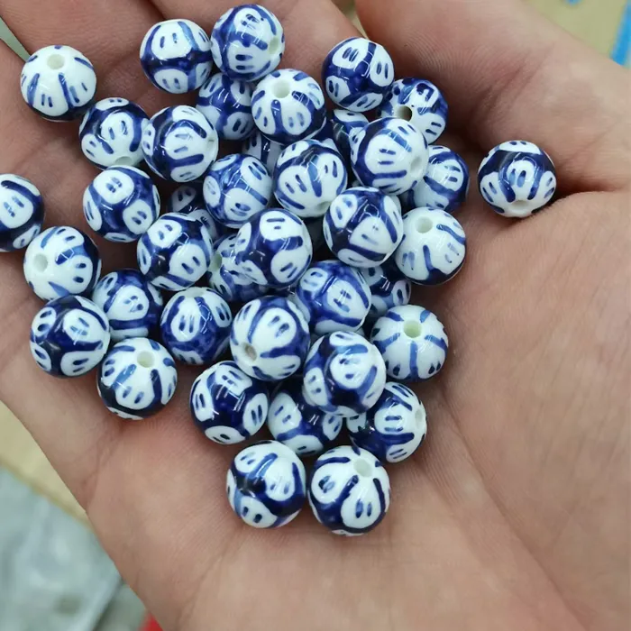 Authentic 20pcs 10mm Round Hand Painted Ceramic Beads For Jewelry Making Loose Ceramics Bead DIY Bracelet Necklace Earring Accessories