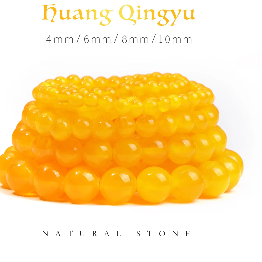 Authentic Yellow Ice Jade Round Stone  Large Hole Beads For Jewelry Making DIY Bracelet Necklace Wholesale Accesorios de joyería