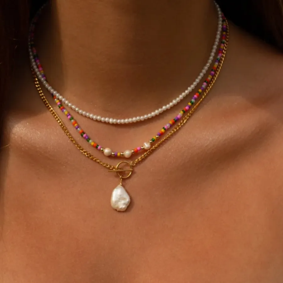 Authentic Bohemian Multilayer Handmade Mixed Chain for Woman Fashion Necklaces Water Droplet Crystal Pendant Jewelry Gift 2023 New