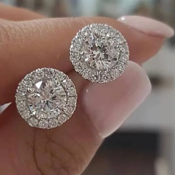 Authentic 90% OFF Trendy Lab Diamond Stud Earring Real 925 sterling silver Engagement Wedding Earrings for Women Bridal Party Jewelry Gift