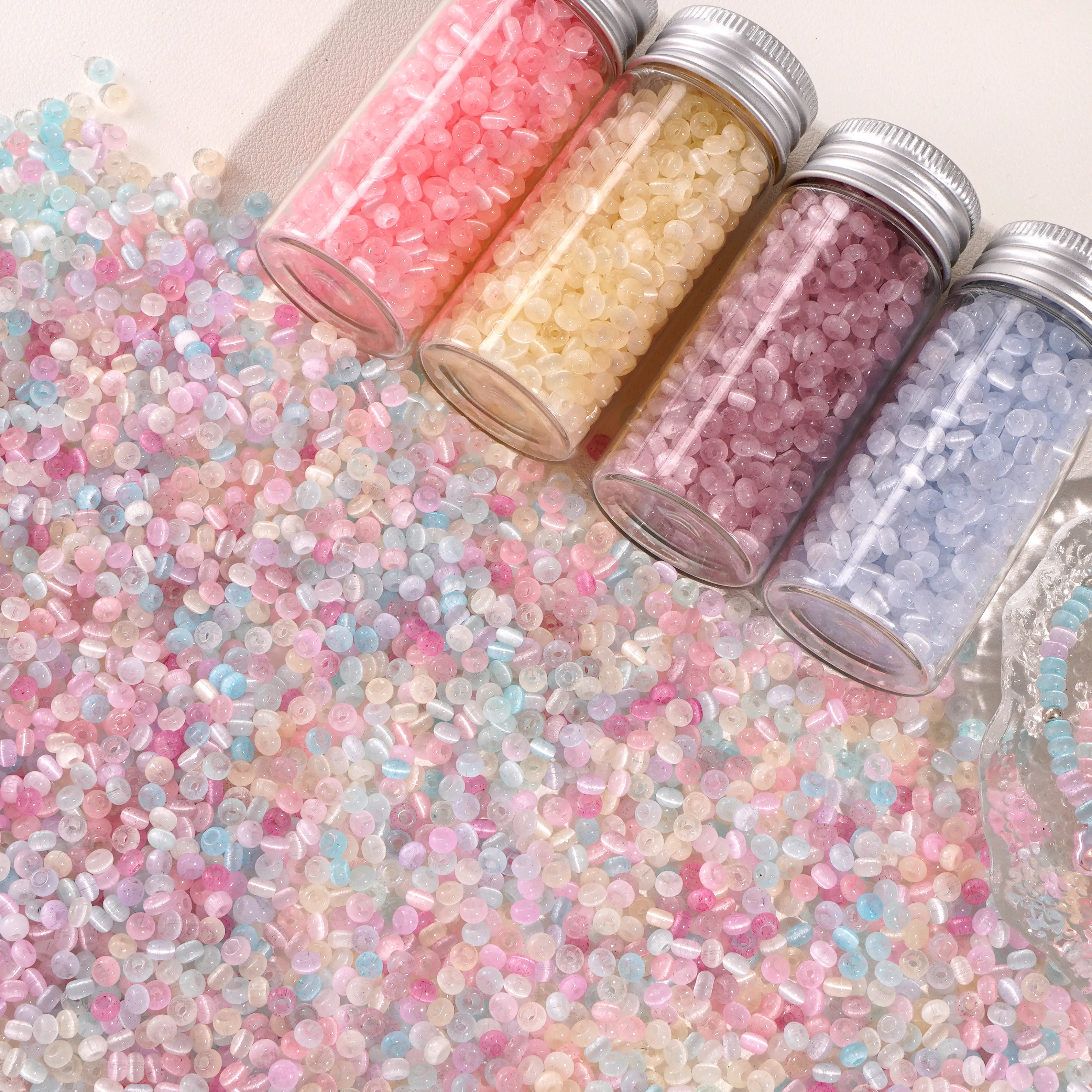 Authentic 90/180 Pcs Premium Colorful Glass Cat Eye Rice Beads Loose Spacer Beads for DIY Jewelry Bracelet Necklace Earrings Making